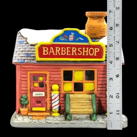 Lefton 06901 Colonial Village BARBER SHOP w/Deed 1988 Christmas House CWD06901 - Picture 10 of 12
